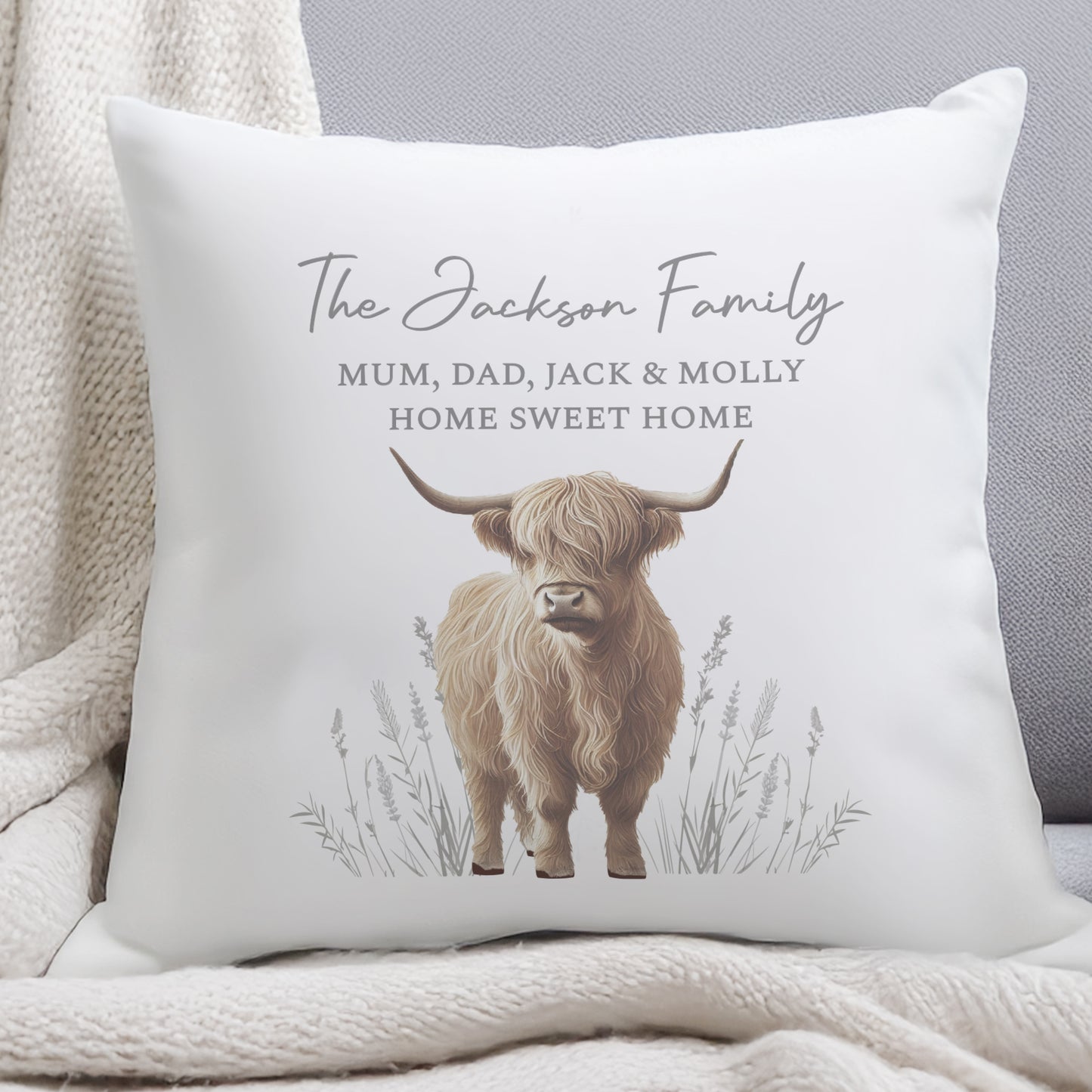 Personalised Highland Cow Cushion
