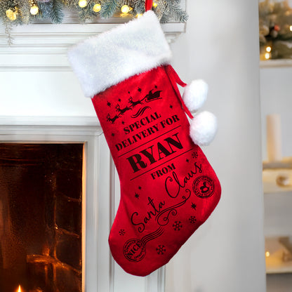 Personalised Special Delivery Red Stocking