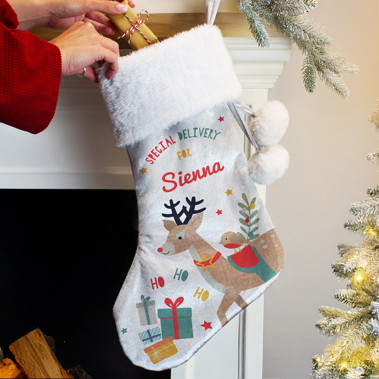 Personalised Reindeer Christmas Stocking