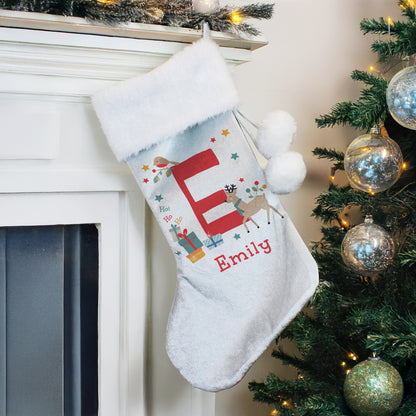 Personalised Initial Reindeer Christmas Stocking
