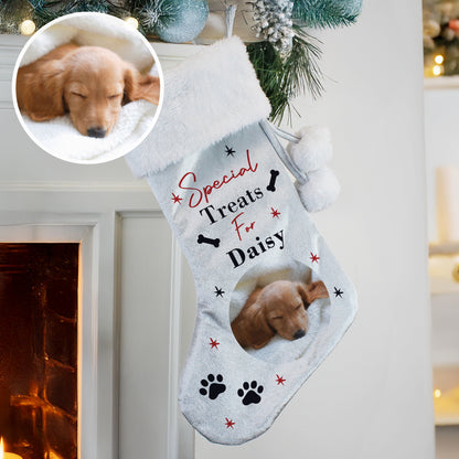 Personalised Photo Upload Dog Christmas Stocking