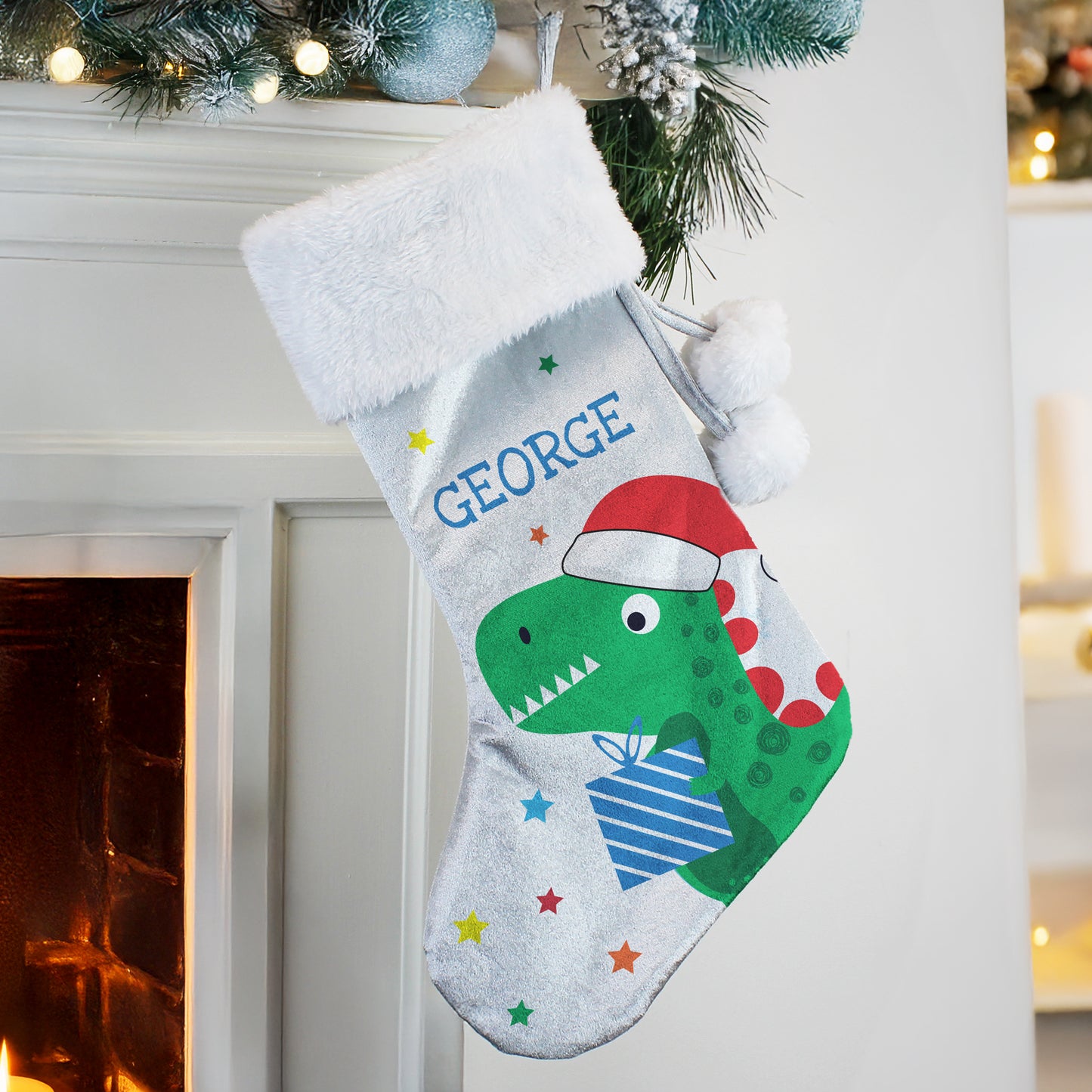 Personalised Dinosaur Christmas Stocking