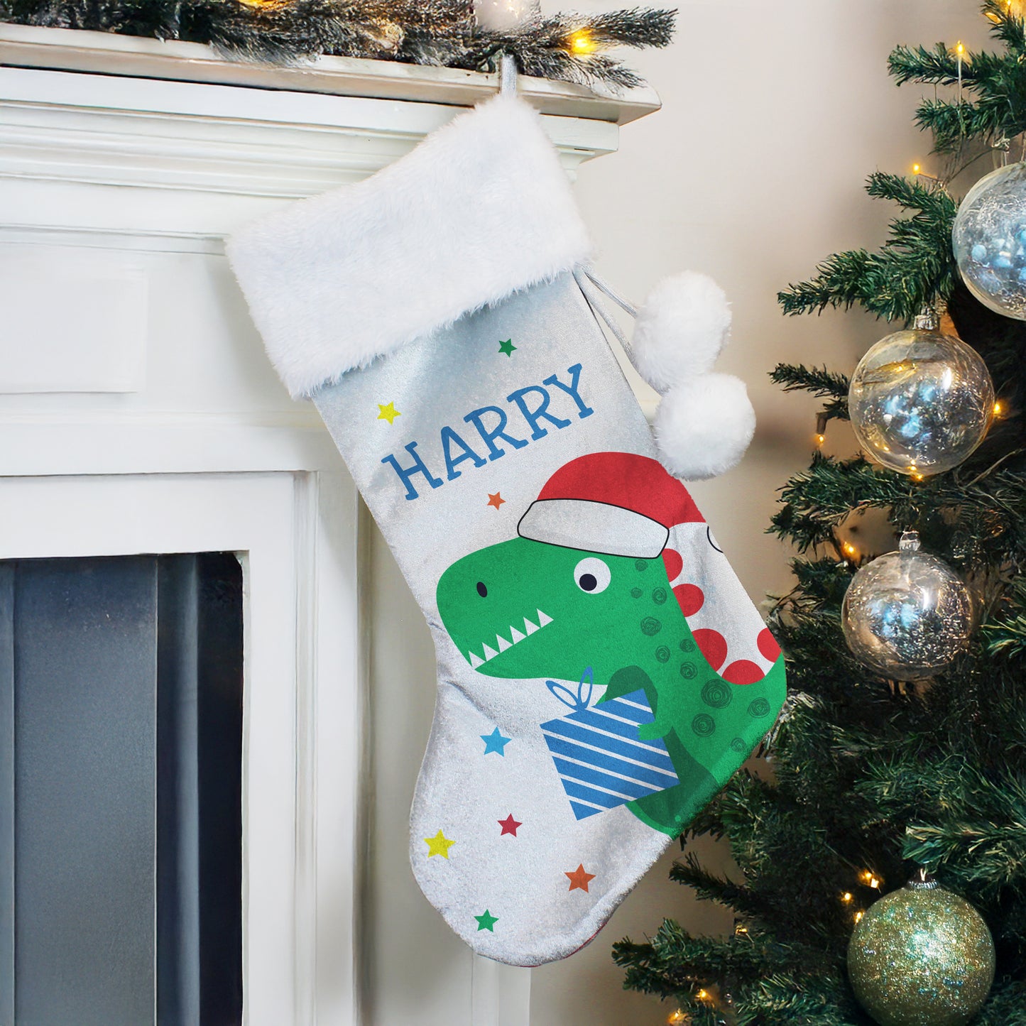 Personalised Dinosaur Christmas Stocking