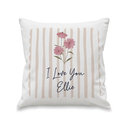 Personalised Floral Stripe Cushion