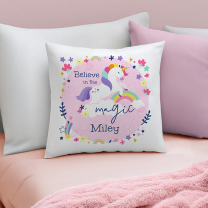 Personalised Pink Unicorn Cushion