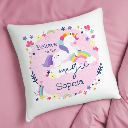 Personalised Pink Unicorn Cushion