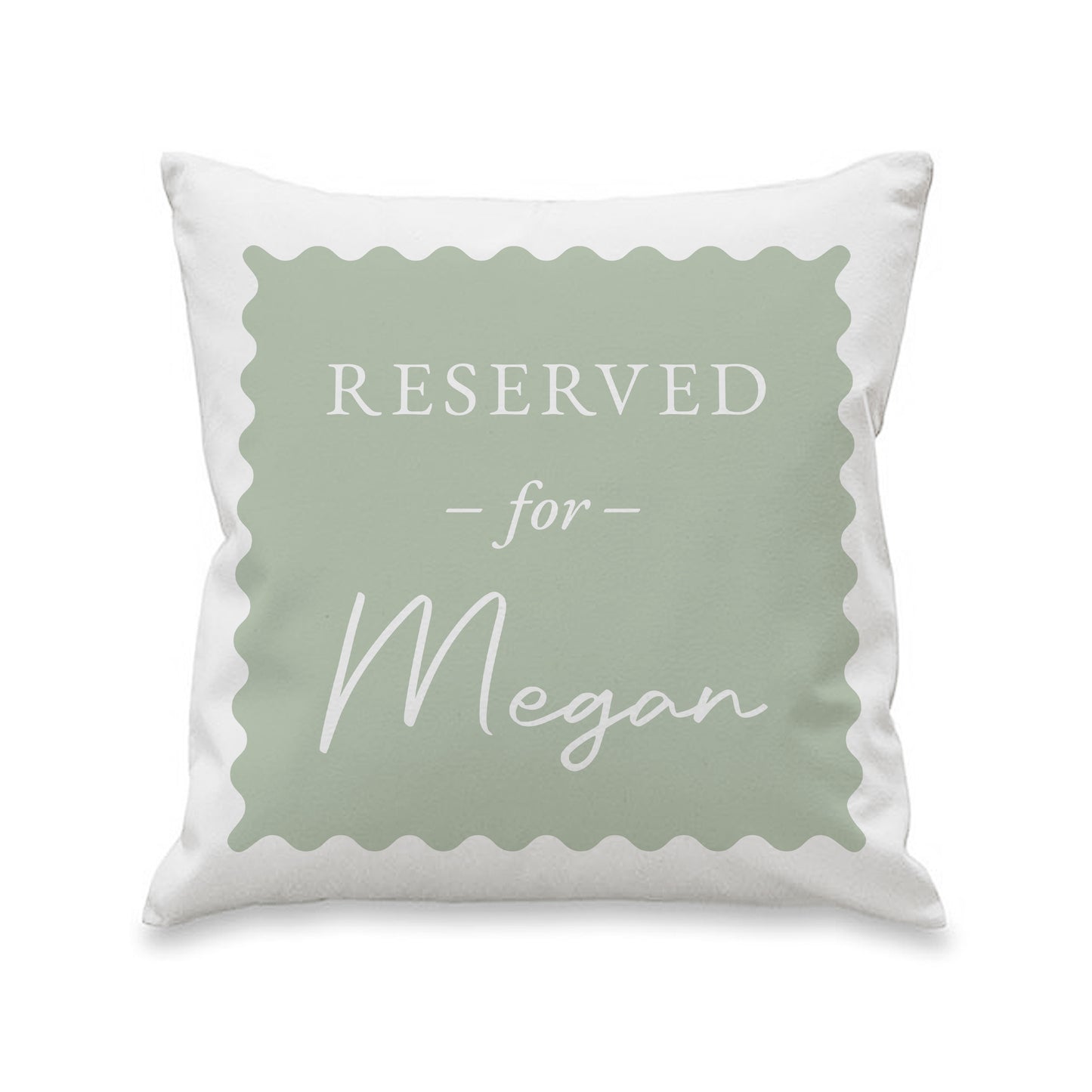 Personalised Sage Green Reserved For Cushion