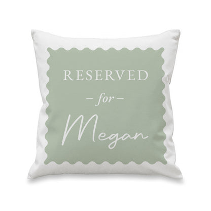 Personalised Sage Green Reserved For Cushion