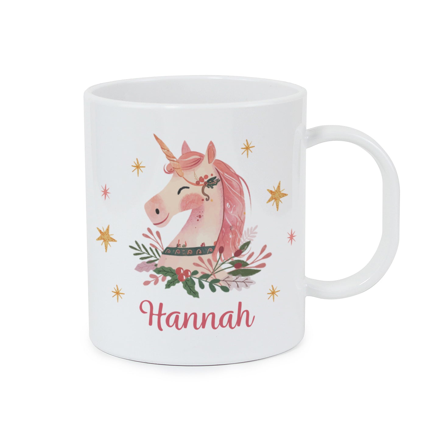 Personalised Unicorn Christmas Plastic Mug