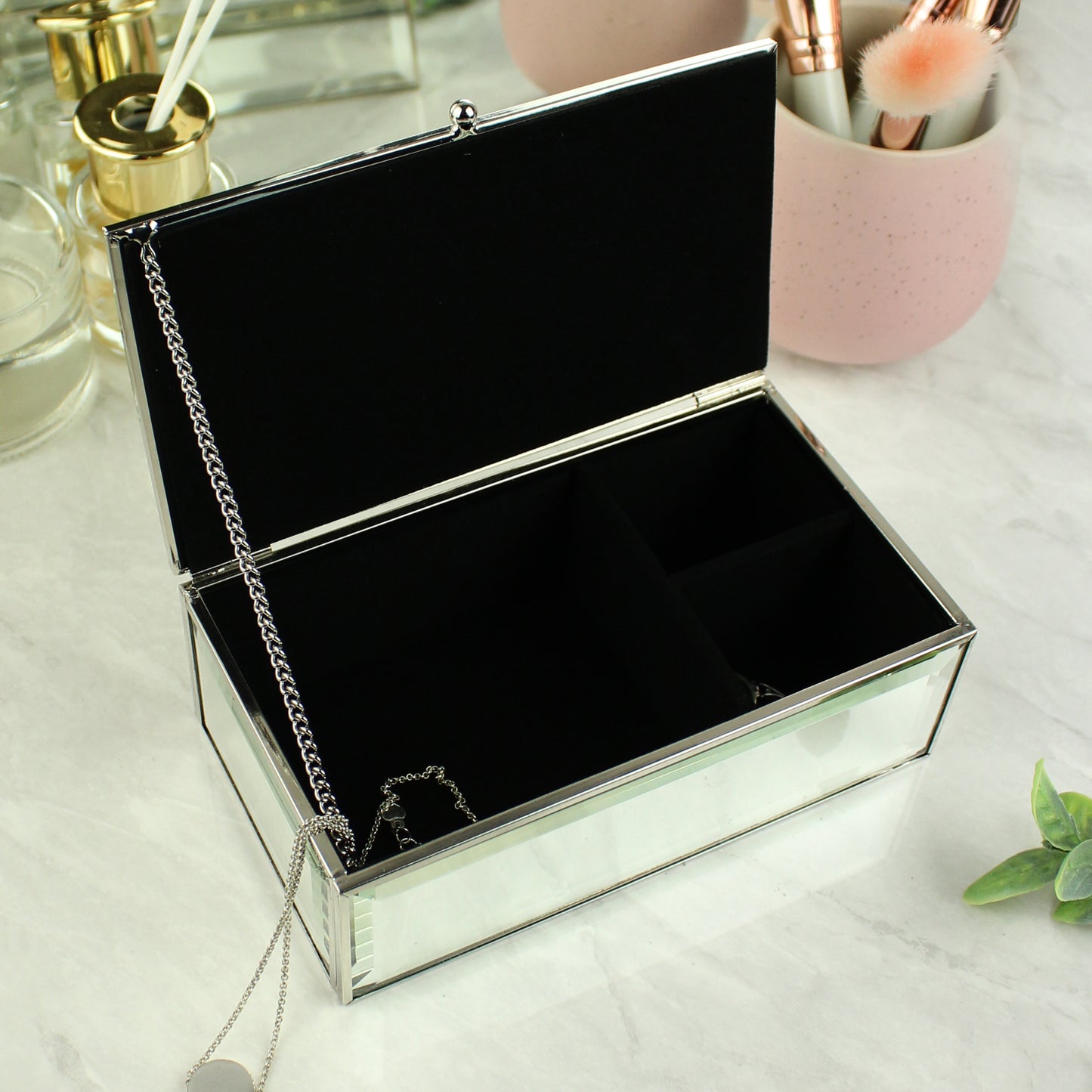 Personalised Botanical Mirrored Jewellery Box