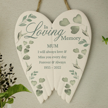 Personalised Botanical In Loving Memory Ceramic Wings