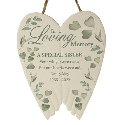Personalised Botanical In Loving Memory Ceramic Wings