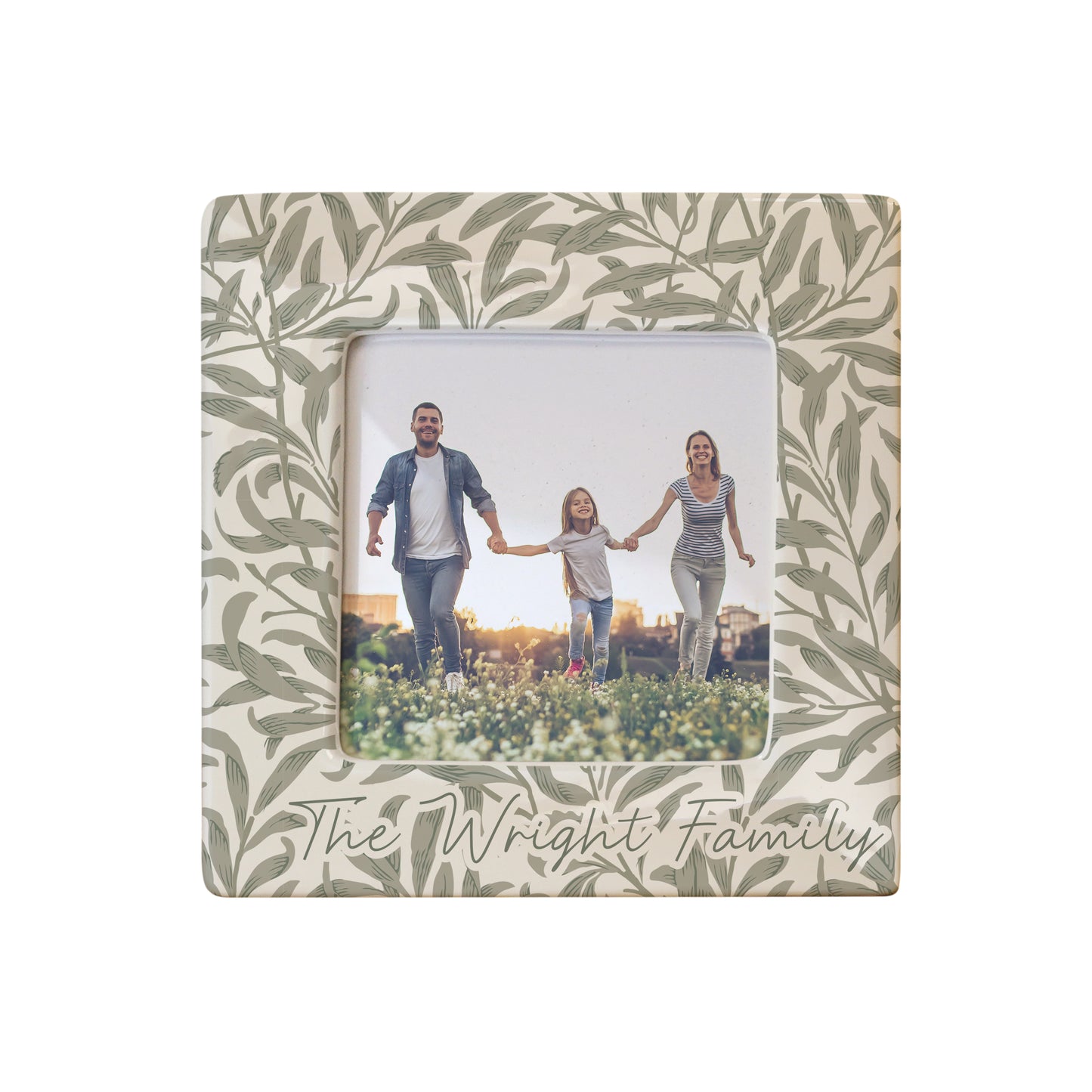 Personalised Leaf Print Ceramic 4x4 Frame