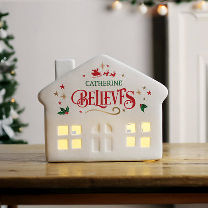Personalised Believe in Christmas LED House