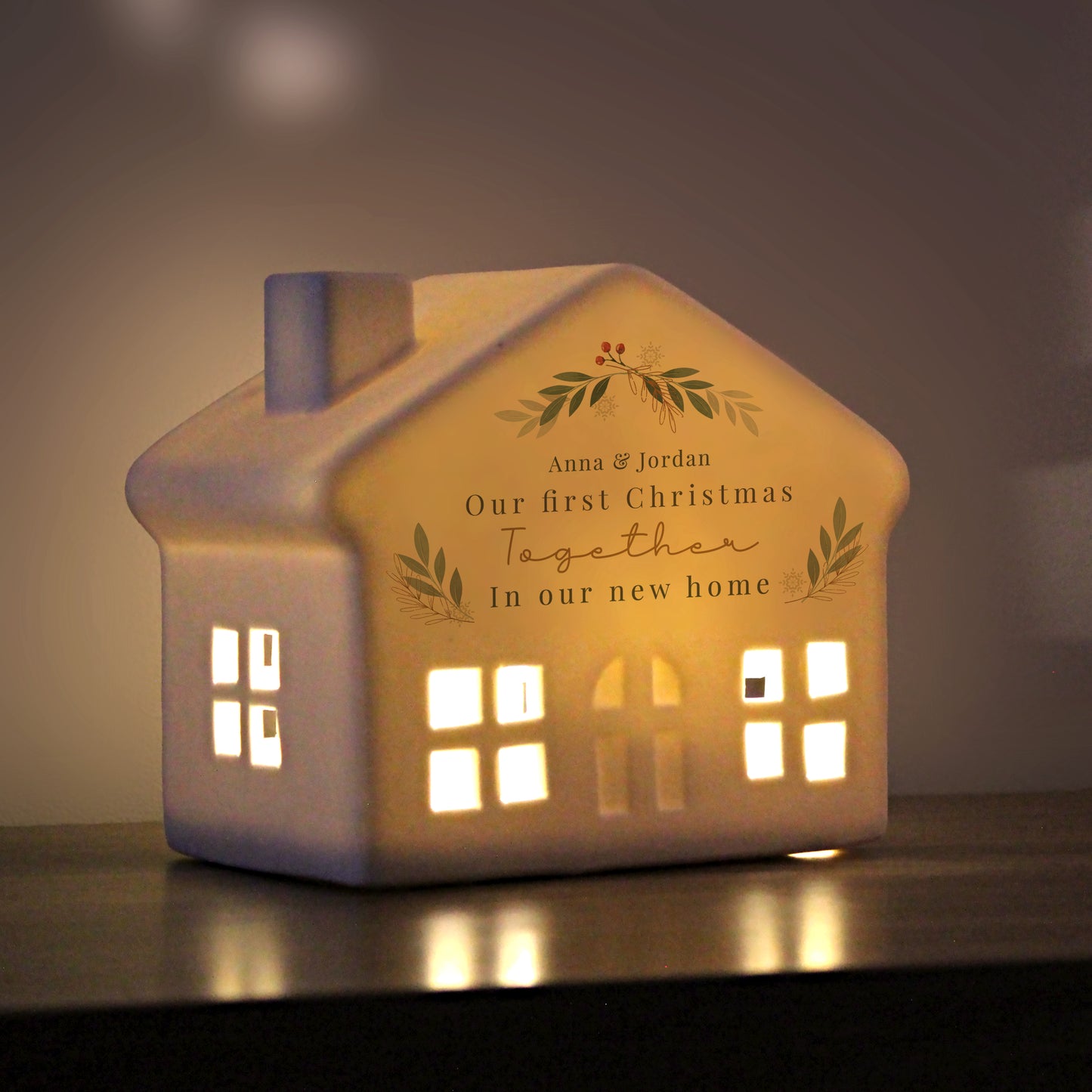 Personalised Christmas Foliage LED House