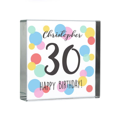 Personalised Birthday Colour Confetti Crystal Token