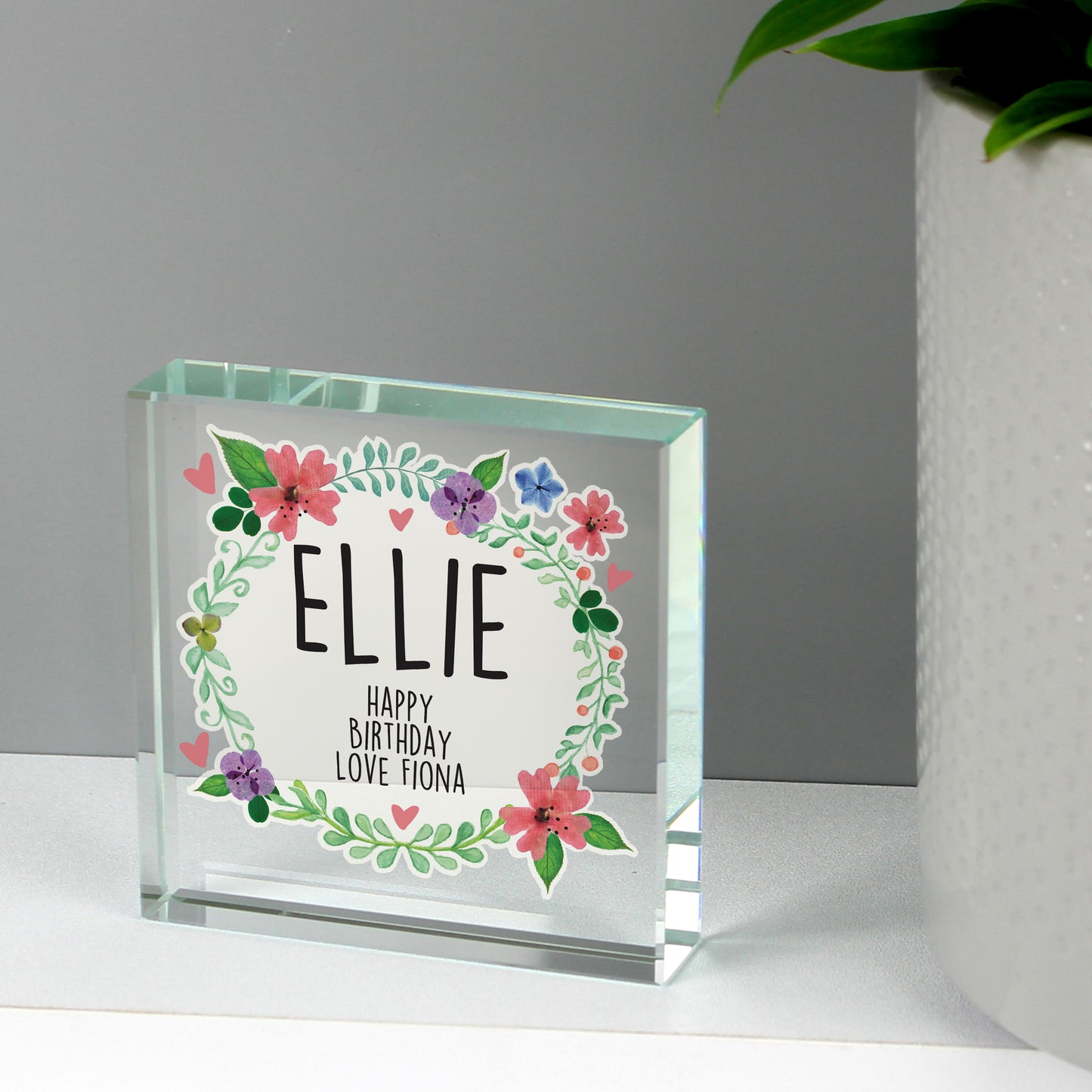 Personalised Floral Crystal Token