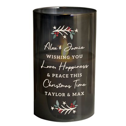 Personalised Christmas Smoked Glass LED Candle