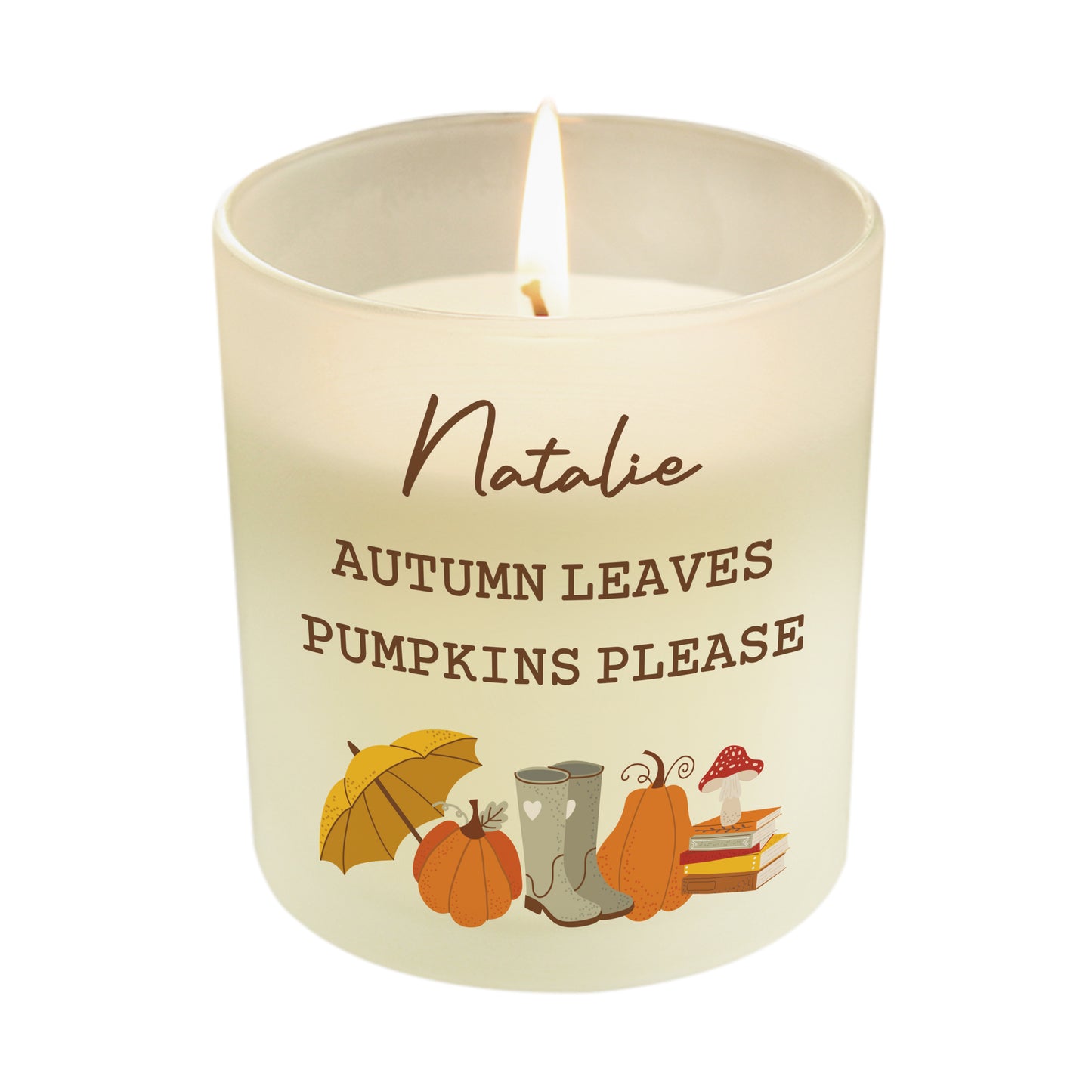 Personalised Pumpkin Frosted Glass Candle