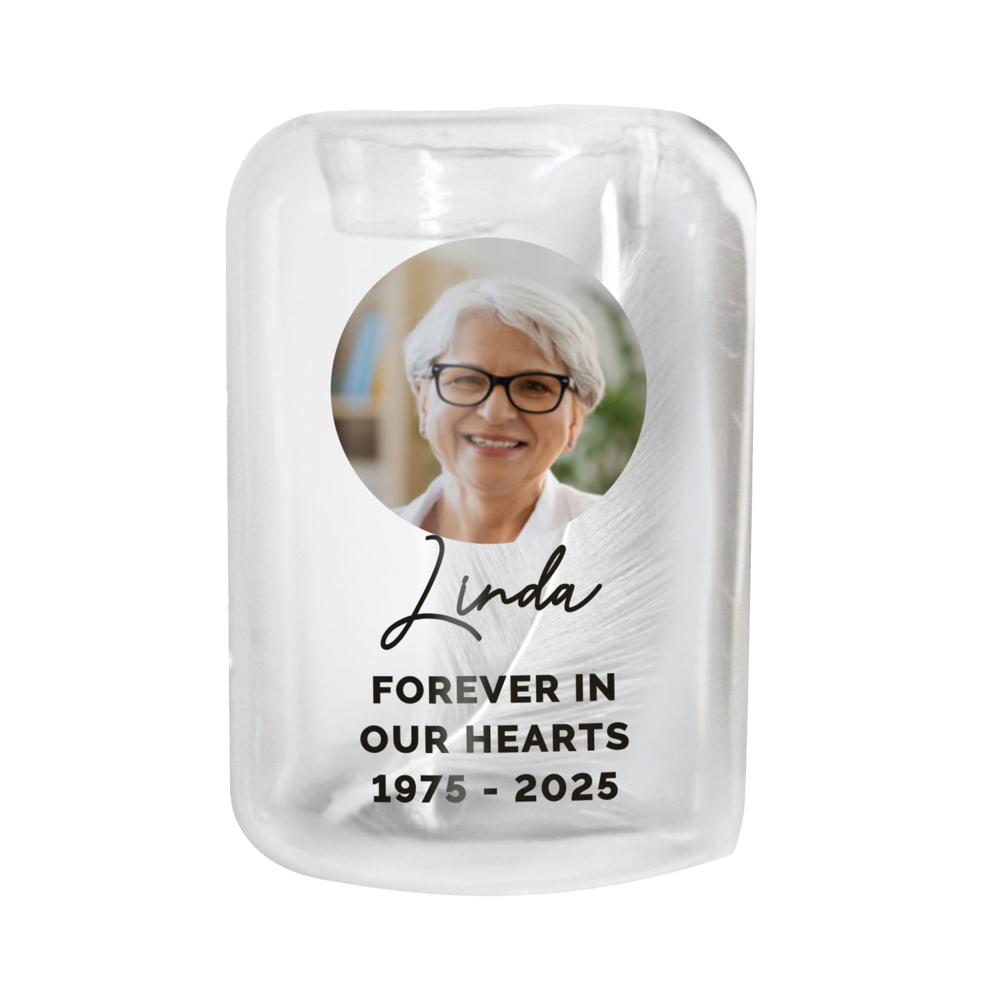 Personalised Photo Upload Memorial Feather Tealight Holder