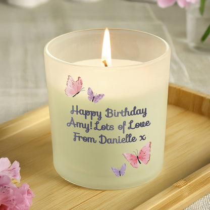 Personalised Butterfly Frosted Candle