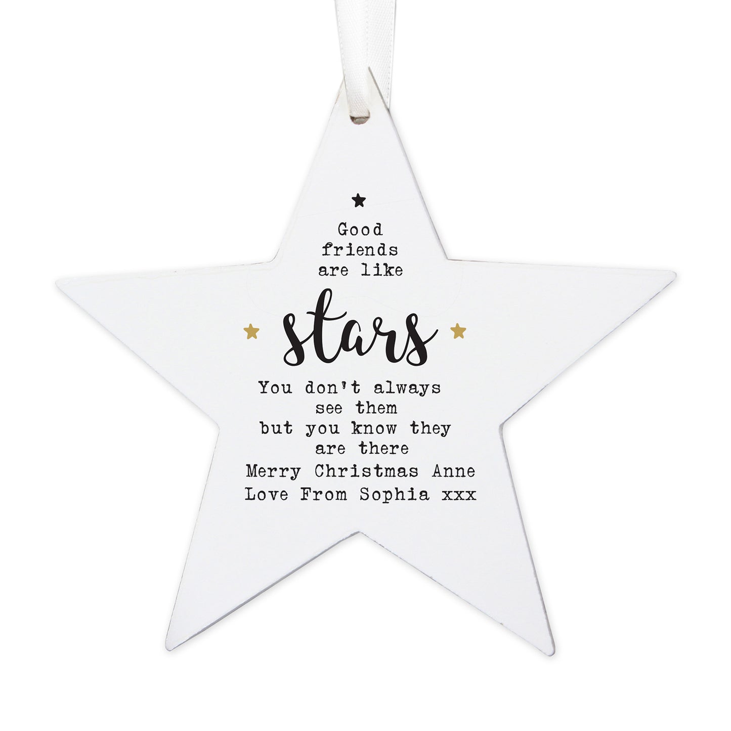 Personalised Good Friends Wooden Star Decoration