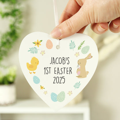 Personalised First Easter Heart Tree Decoration