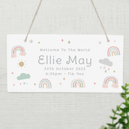 Personalised Pastel Rainbow Wooden Sign