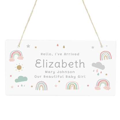 Personalised Pastel Rainbow Wooden Sign
