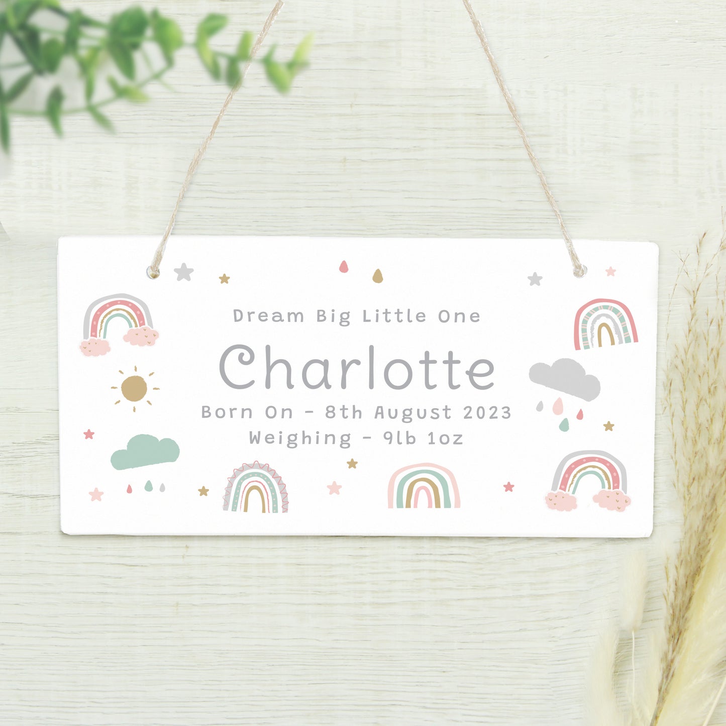 Personalised Pastel Rainbow Wooden Sign