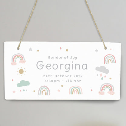 Personalised Pastel Rainbow Wooden Sign