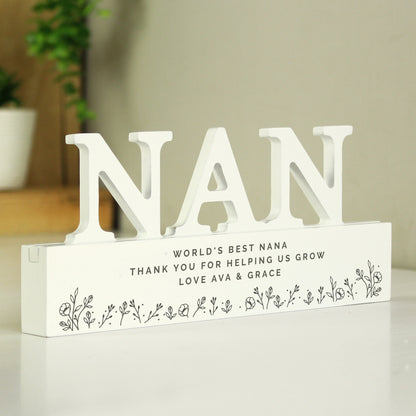 Personalised Floral Wooden Nan Ornament