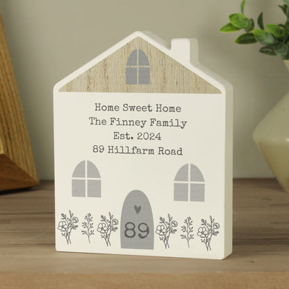 Personalised Grey Wooden House Ornament
