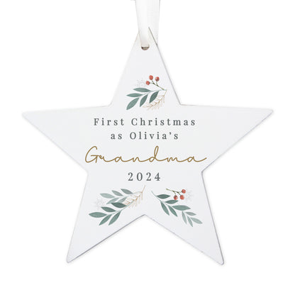 Personalised Christmas Foliage Hanging Star Decoration