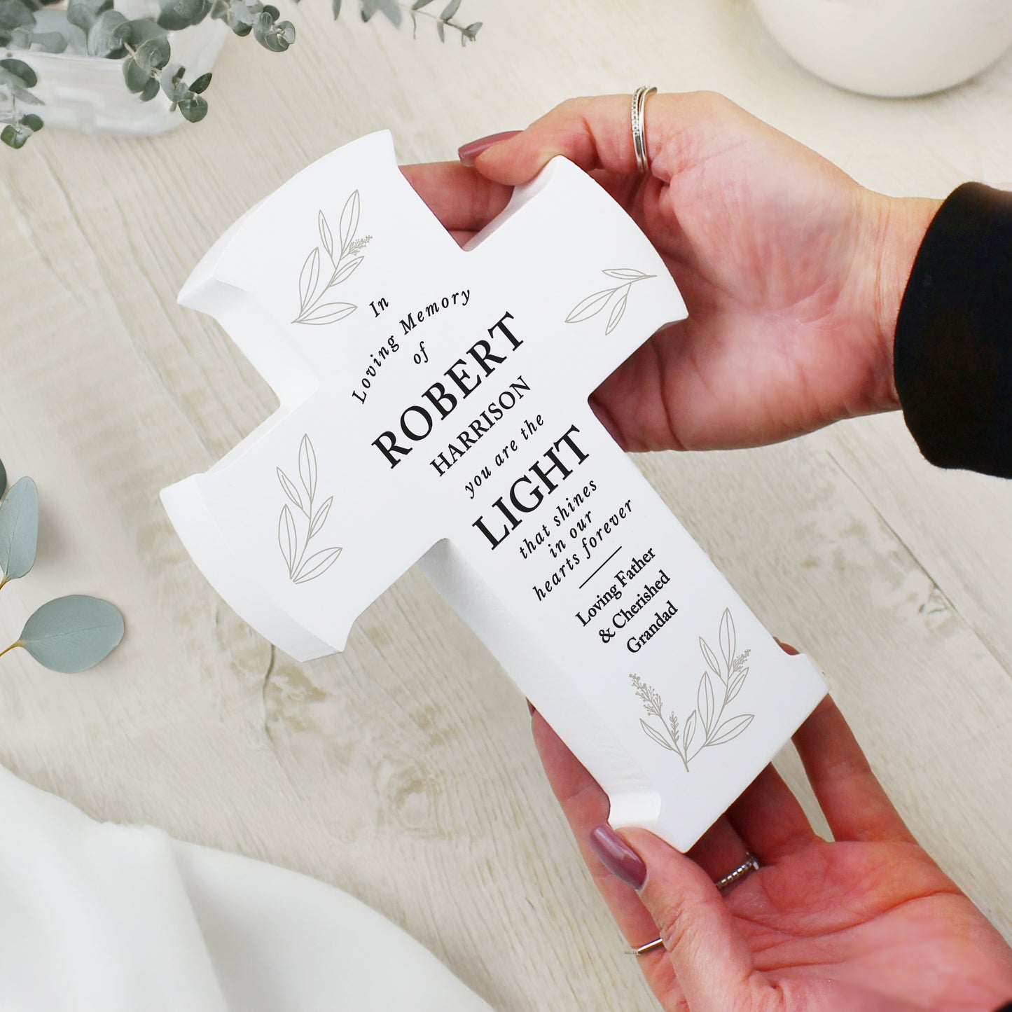 Personalised In Loving Memory Cross Ornament