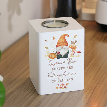 Personalised Autumn Gonk Tealight Holder