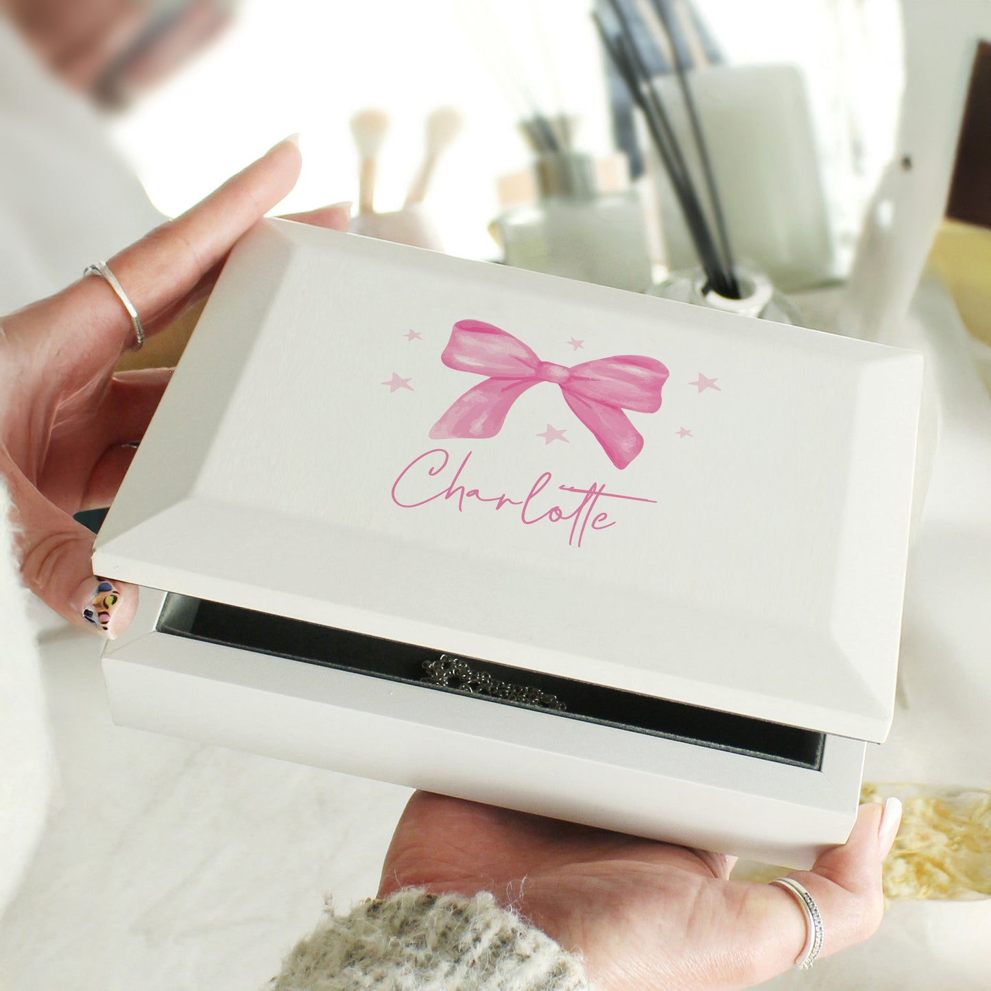 Personalised Bow Jewellery Box