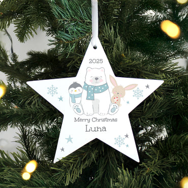 Personalised Polar Bear Christmas Star Ornament