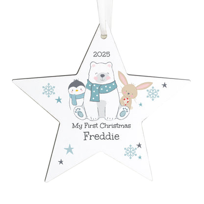 Personalised Polar Bear Christmas Star Ornament