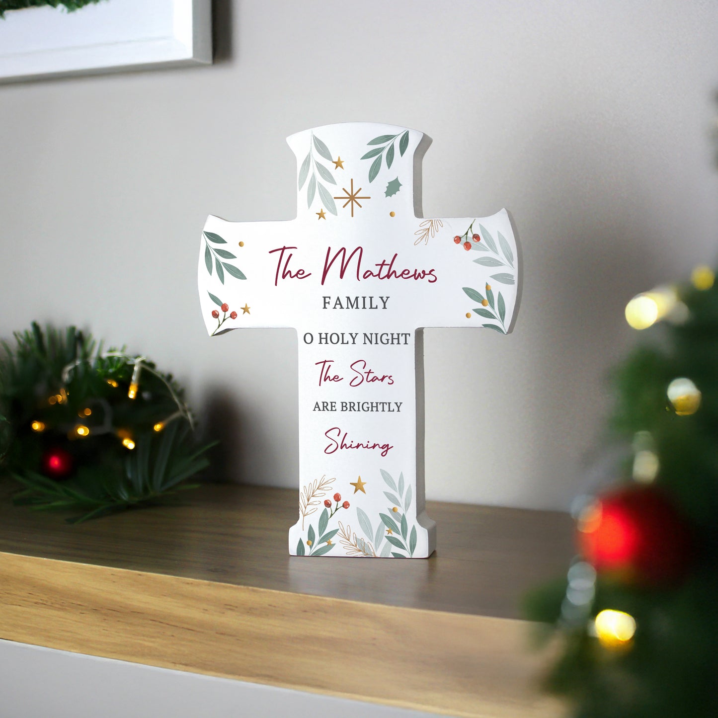 Personalised Christmas Wooden Cross Ornament