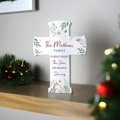 Personalised Christmas Wooden Cross Ornament