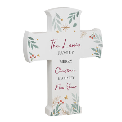 Personalised Christmas Wooden Cross Ornament