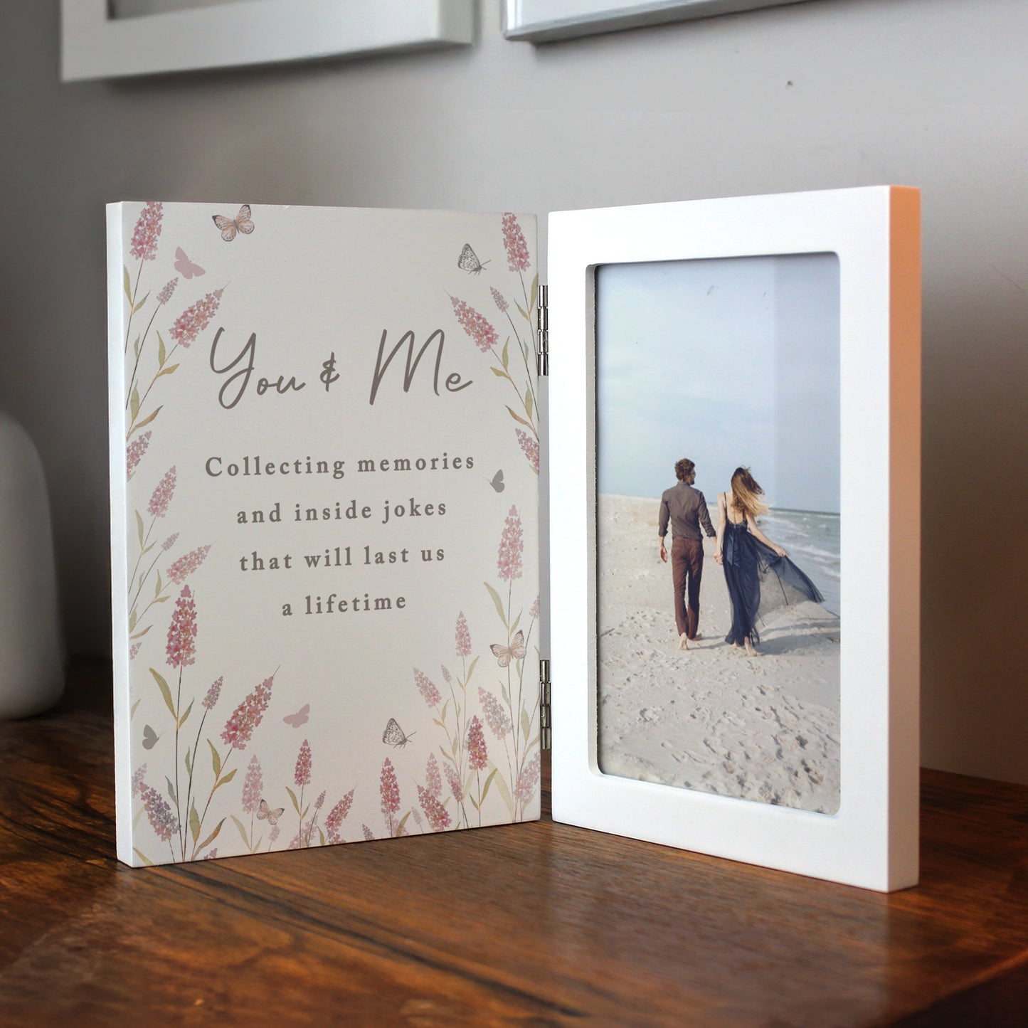 Personalised Floral Wooden Hinged 6x4 Photo Frame