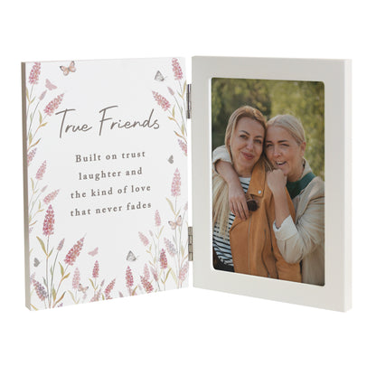 Personalised Floral Wooden Hinged 6x4 Photo Frame
