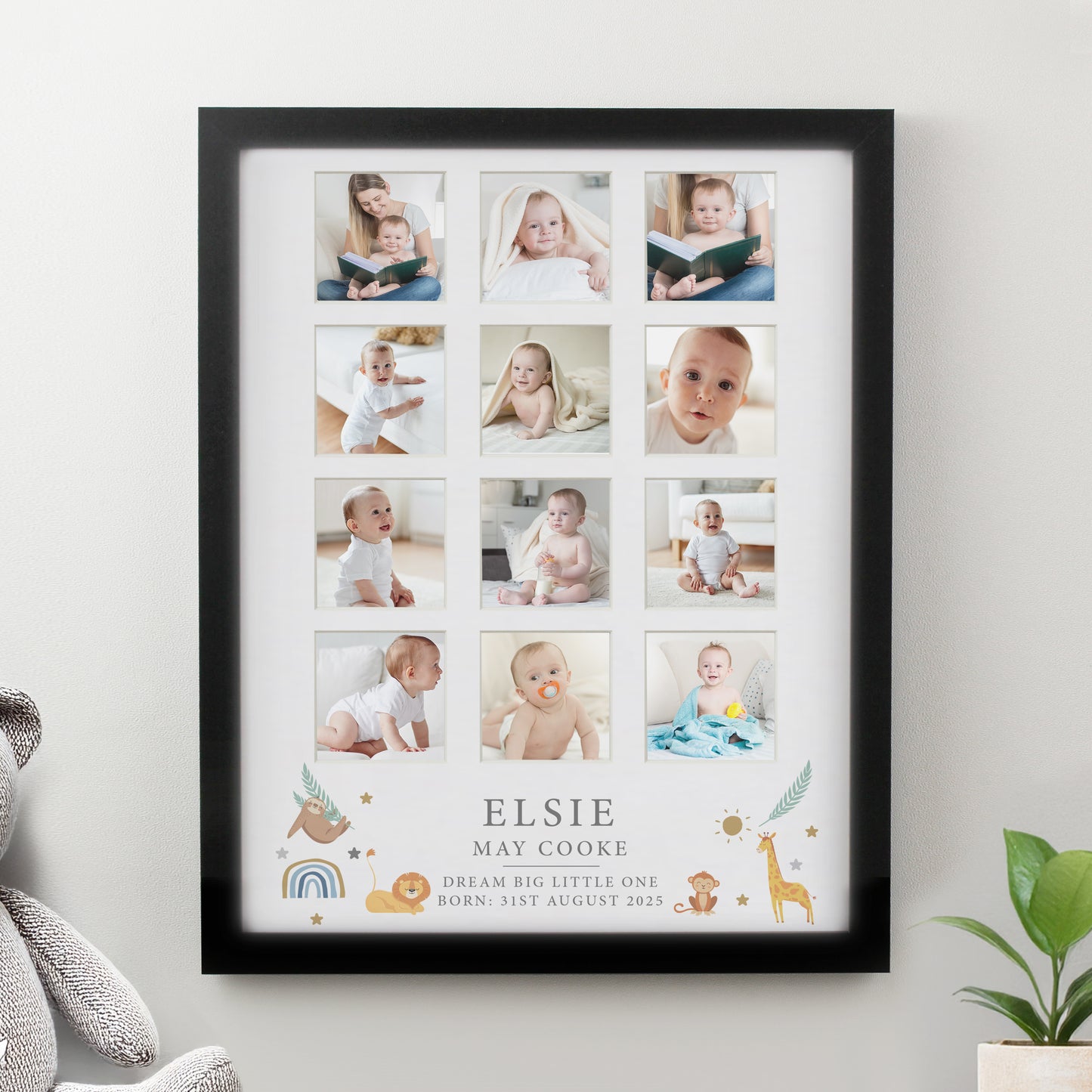 Personalised Animals Black Multi Photo Frame