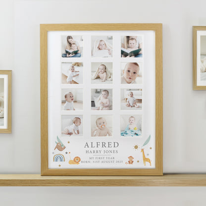 Personalised Animals Oak Multi Photo Frame