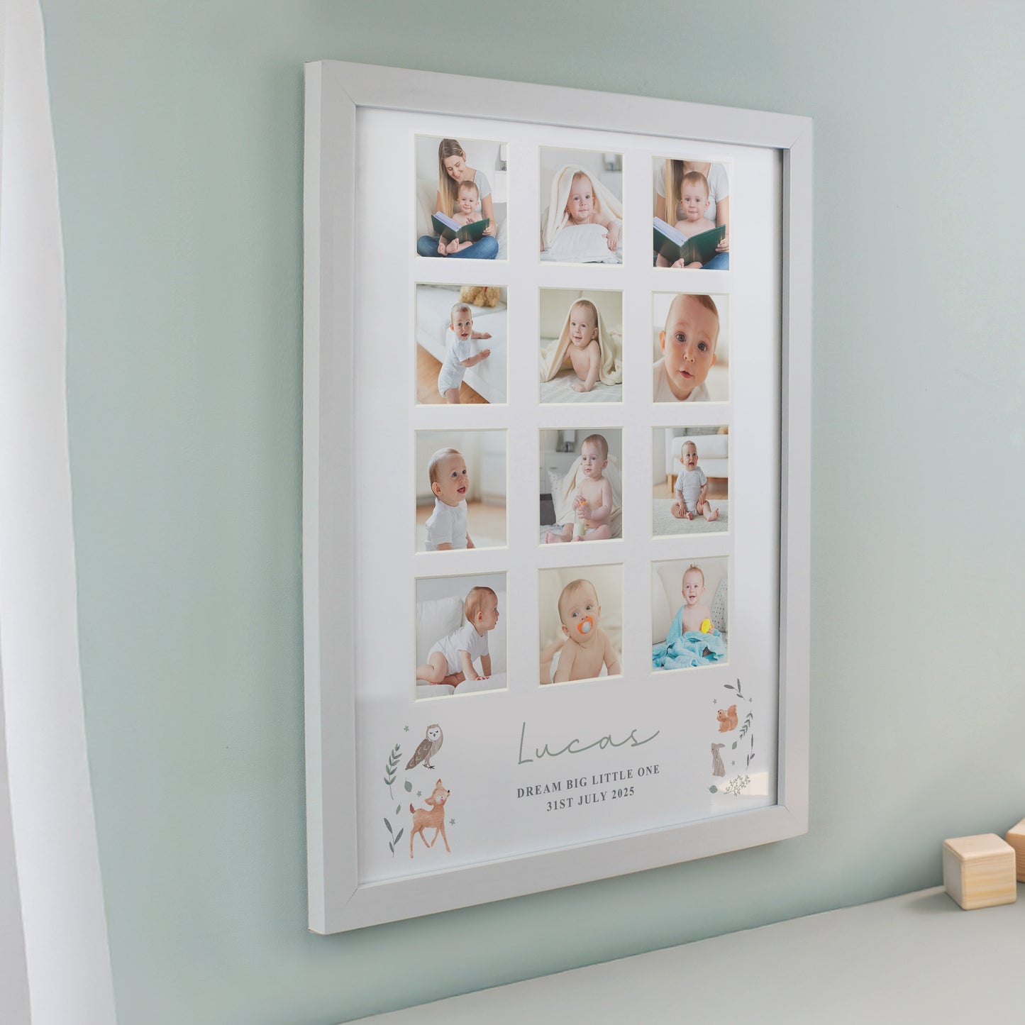 Personalised Woodland Animal White Multi Photo Frame