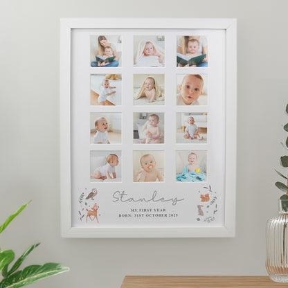 Personalised Woodland Animal White Multi Photo Frame