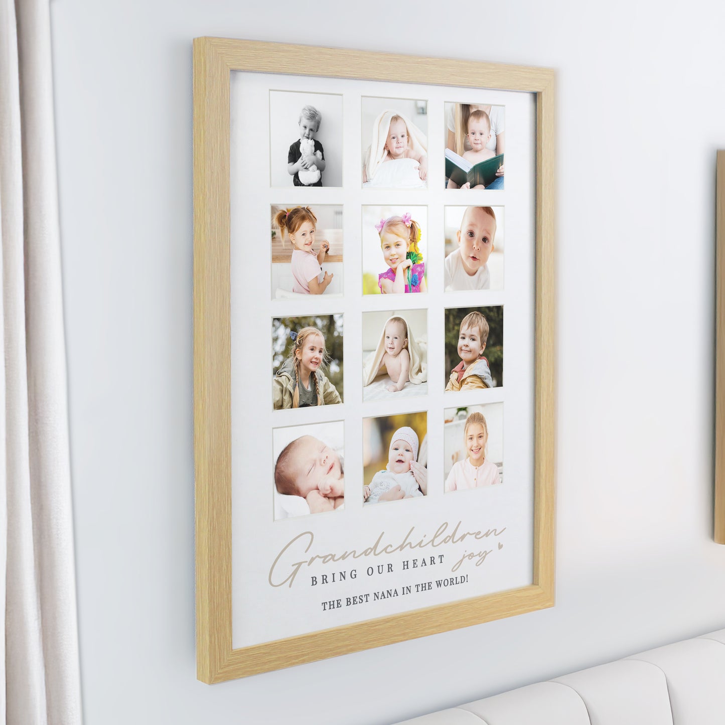 Personalised Grandchildren Oak Multi Photo Frame