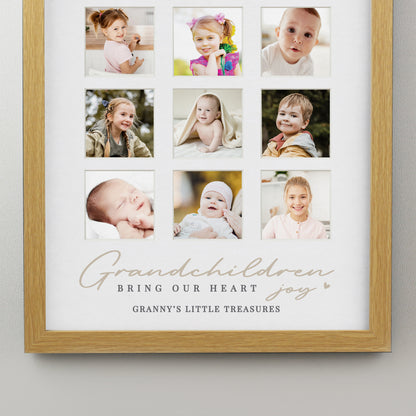 Personalised Grandchildren Oak Multi Photo Frame